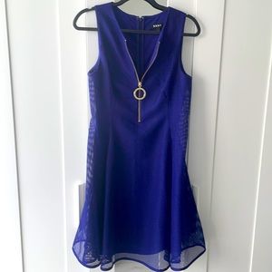 DKNY dress with gold zip in royal blue color size 8